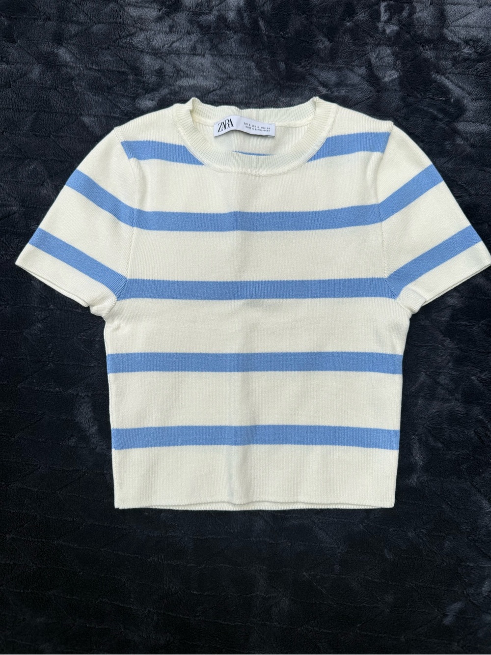 ZARA Cream & Blue Striped Knit Top NWOT